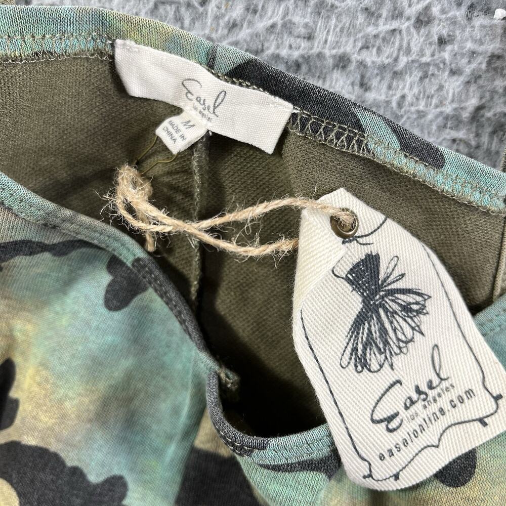 Easel Los Angeles Camo Wide Leg Overalls Jumper Jumpsuit Boho Pockets Medium - Picture 3 of 8